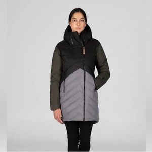 Stylish Women's Black, Gray, and Olive Ski Jacket